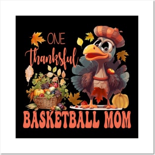 One Thankful Basketball Mom Thanksgiving Turkey Costume Groovy Posters and Art